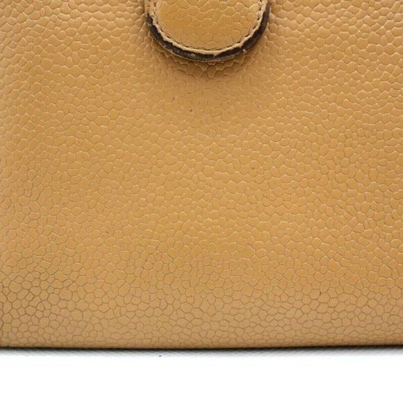 CHANEL CC LOGO CAVIAR SKIN BIFOLD WALLET BEIGE LEATHER COIN PURSE - Picture 5 of 12